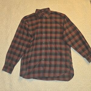 Nordstrom Burgundy and Brown Plaid Casual Button Down Shirt